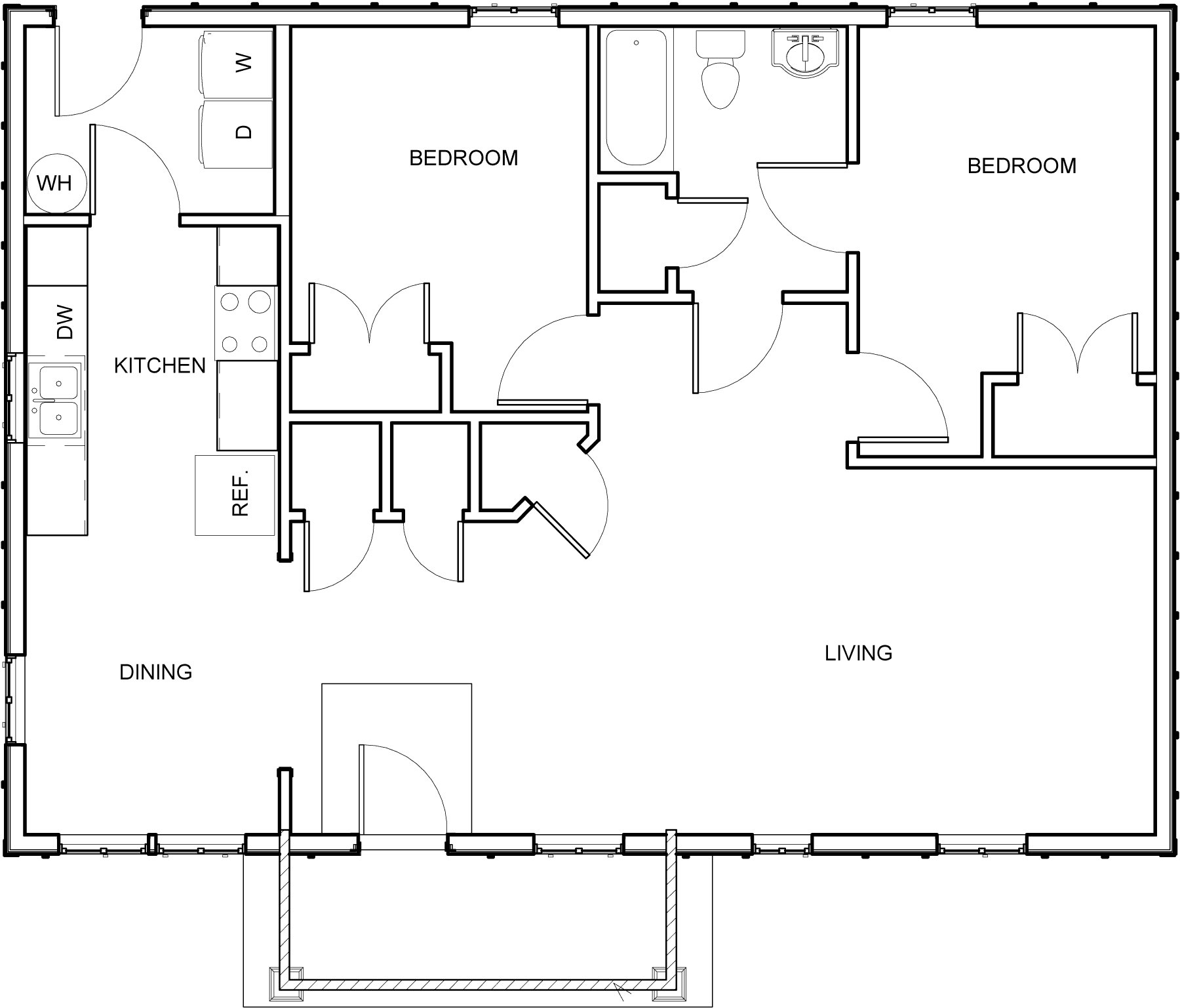 Two Bedroom home floorplan for Wilson County