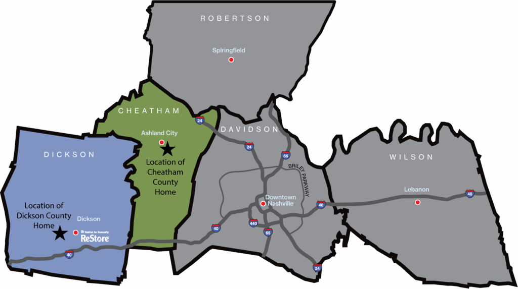 Dickson and Cheatham home locations