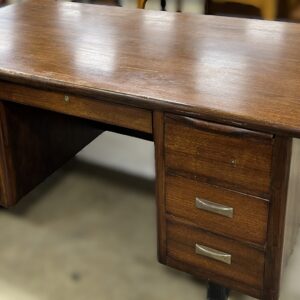 Vintage Wood Executive Desk with Drawers