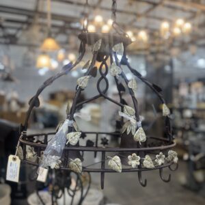 Decorative Iron Hanging Chandelier with Leaf & Floral Accents