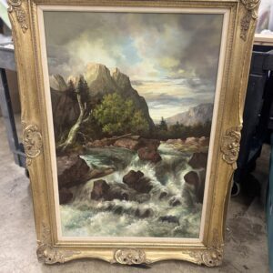 Framed Landscape Artwork with Ornate Gold Frame