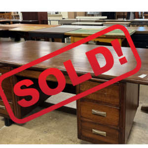 Vintage Wood Executive Desk with Drawers