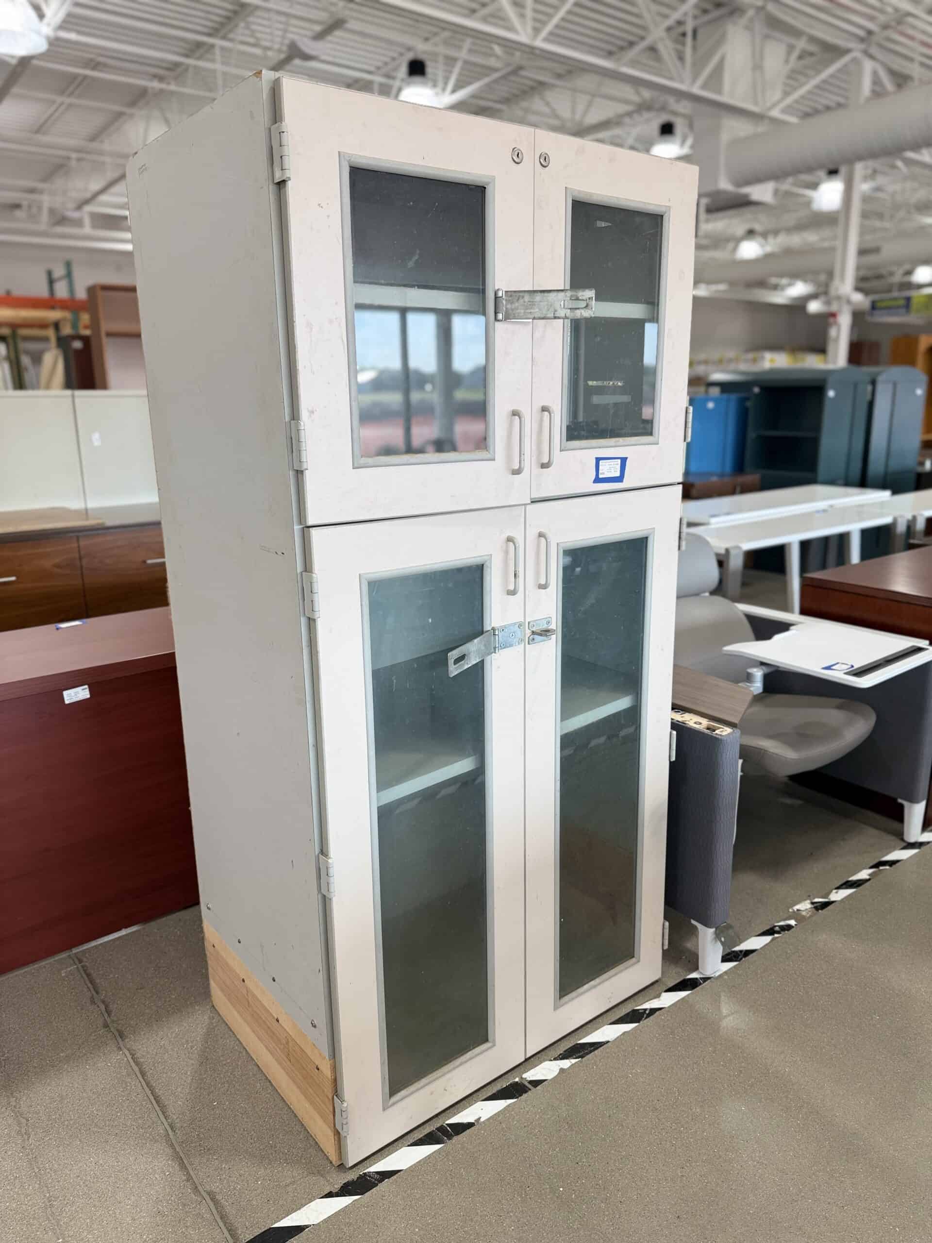 Metal Storage Cabinet with Glass Doors