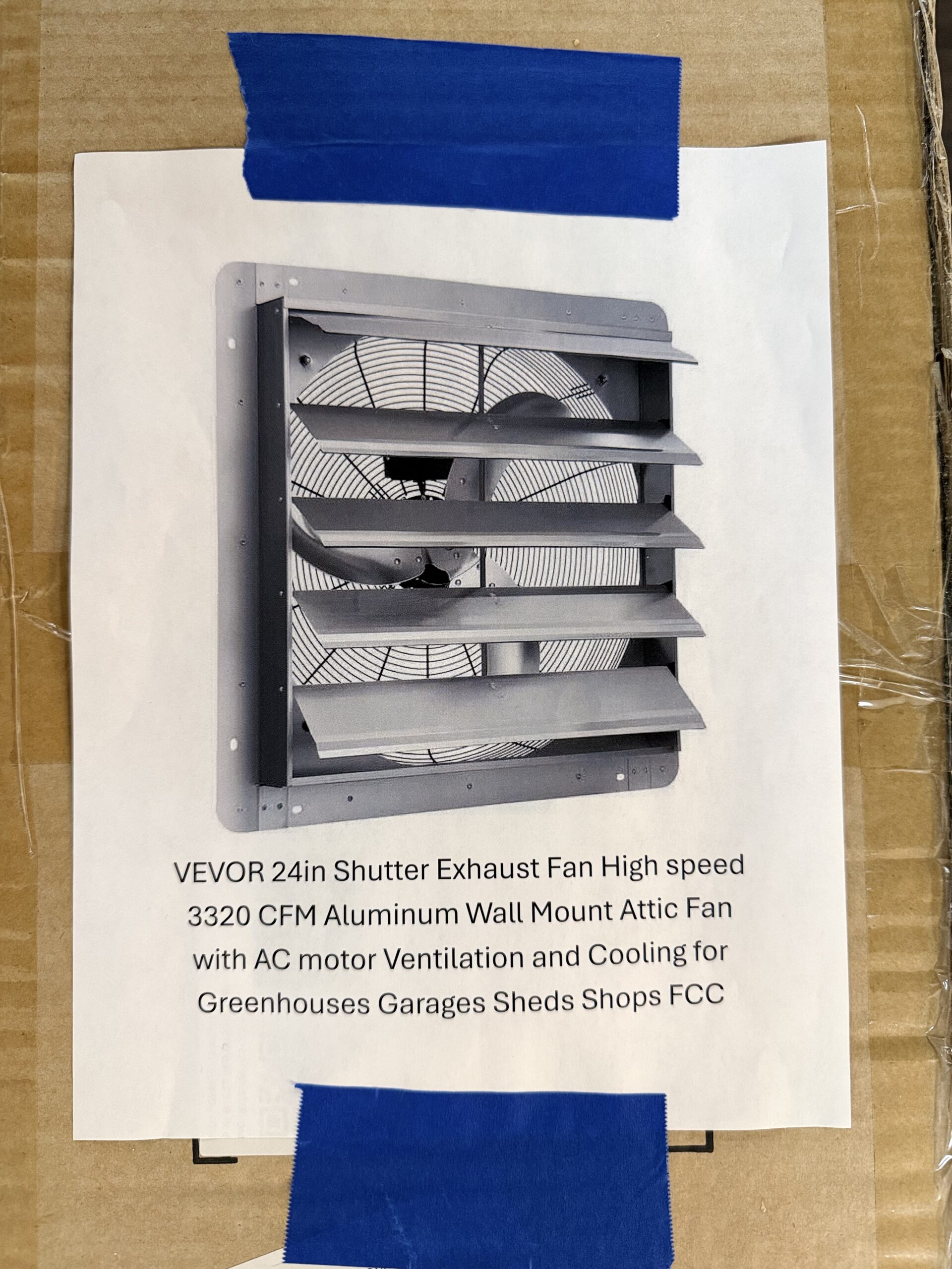 VEVOR 24" Shutter Exhaust Fan