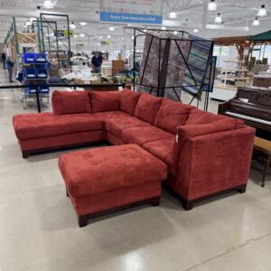 Red Sectional Sofa with Ottoman