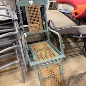 Vintage Cane Rocking Chair with Footrest